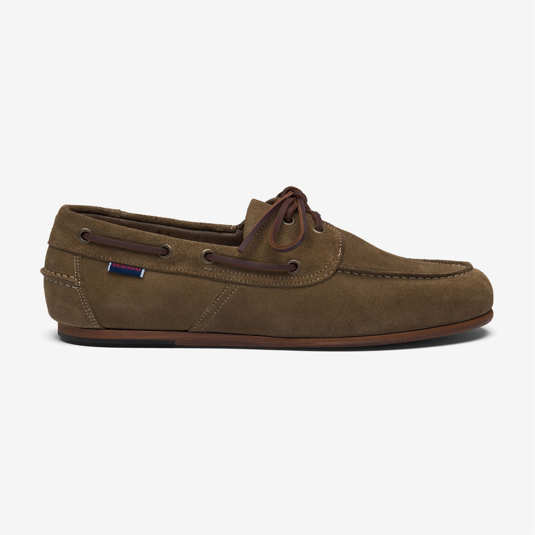Brown men's Yacht Moccasin Boat Shoes in Soft Italian Suede main
