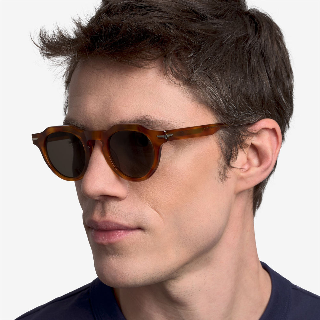 Orangefarbene, funktionelle Unisex-Sonnenbrille mit Acetatrahmen main