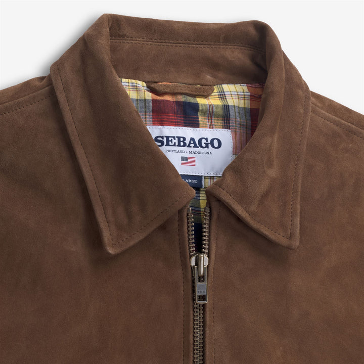Brown unisex Leather Bomber Jacket with Madras Check Lining 3