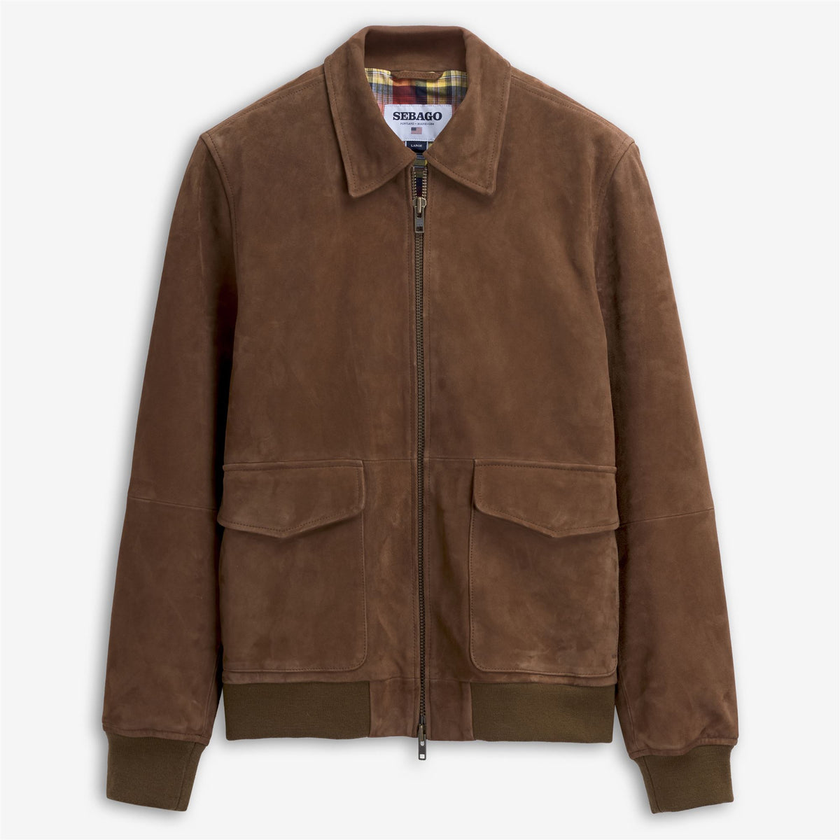 Brown Unisex Suede Bomber Jacket