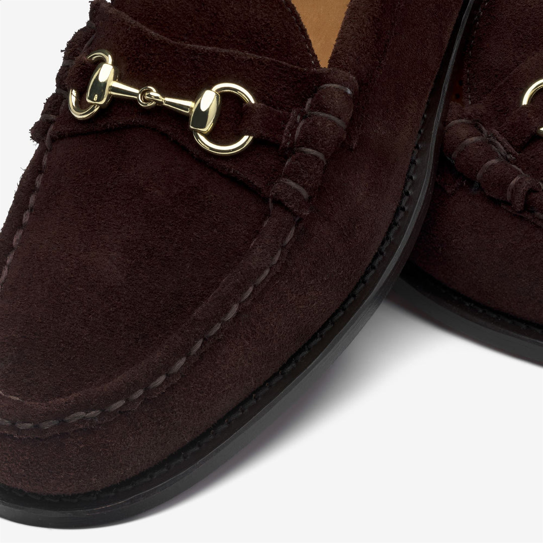 Mocasines de ante marrón oscuro para hombre con detalle de bocado de caballo main