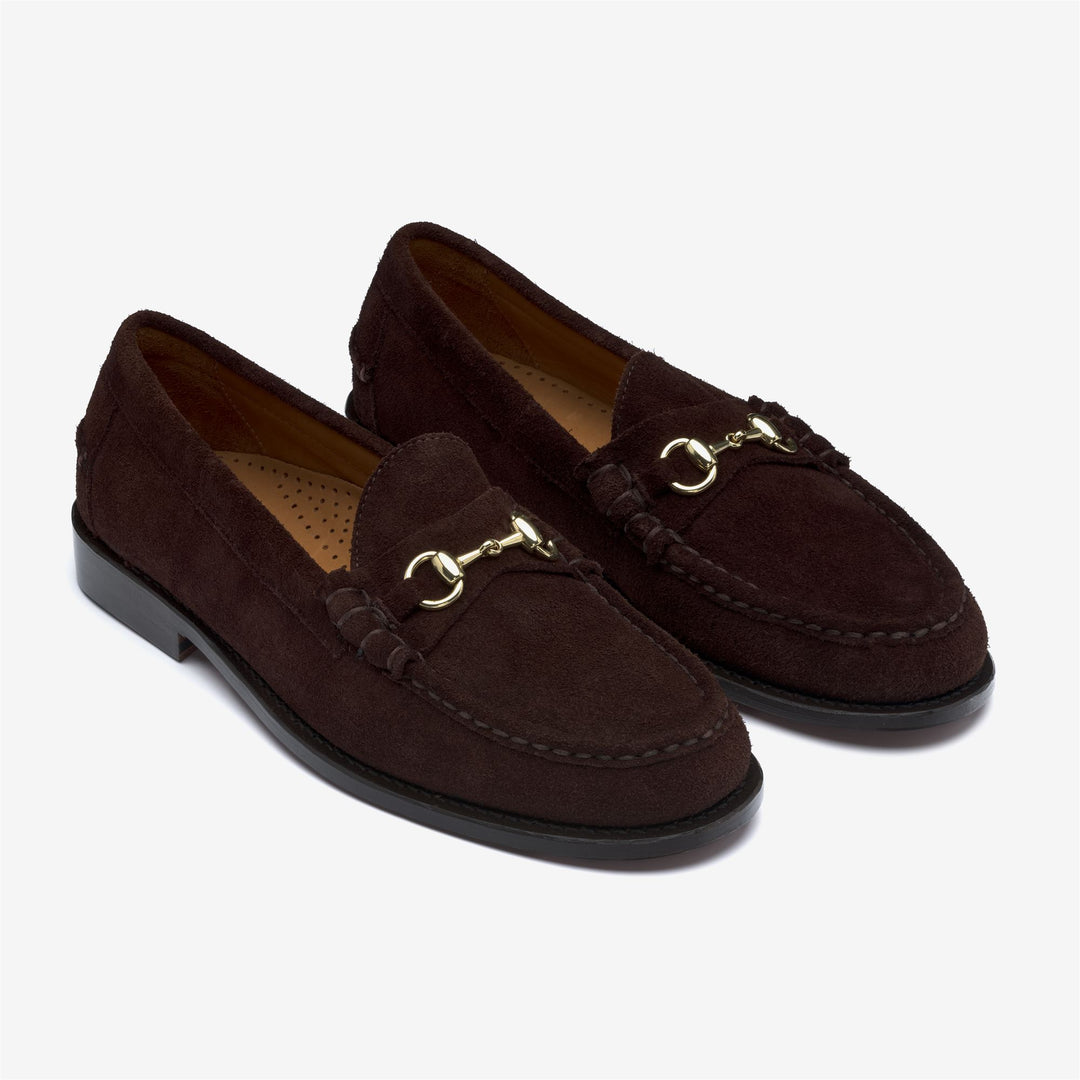 Dark brown Men's Suede Moccasin Loafers with Horsebit Detail main