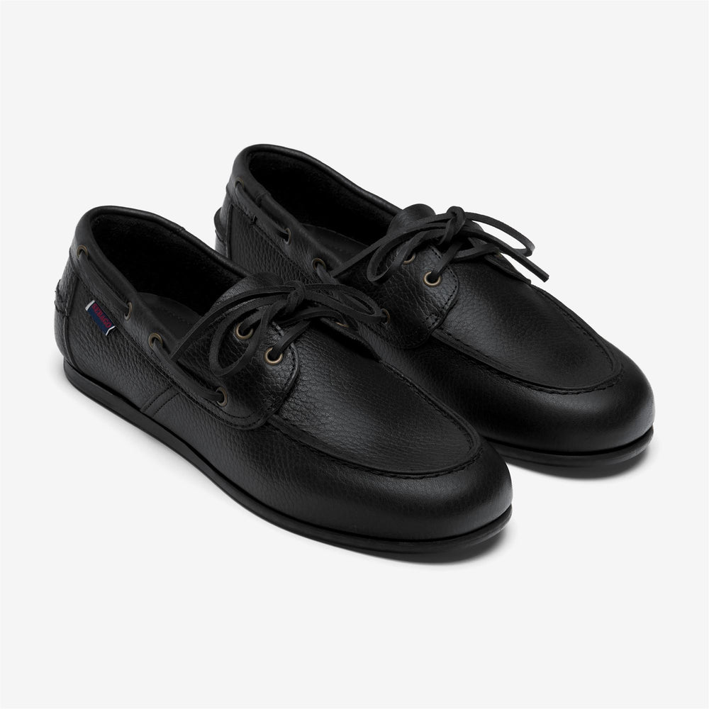 Black Women's Leather Moccasin Boat Shoes for Yachting 02