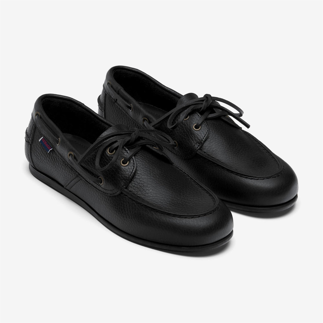 Black Women's Leather Moccasin Boat Shoes for Yachting main