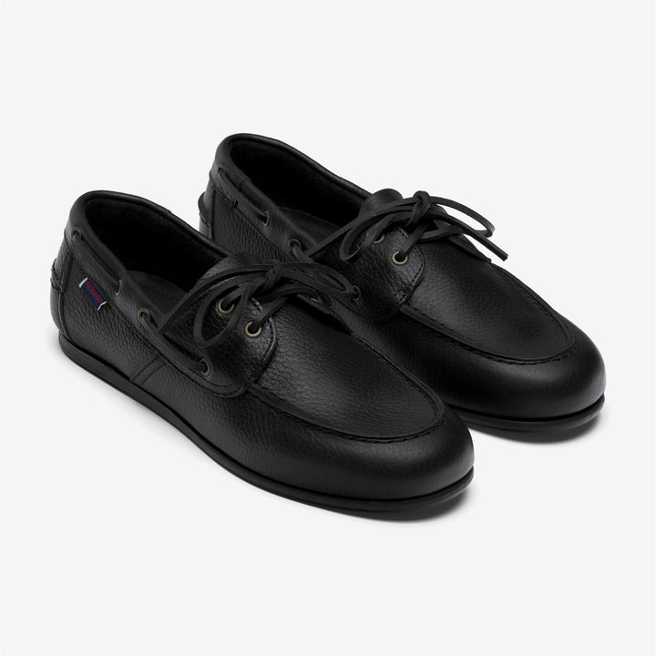 Black Women's Leather Moccasin Boat Shoes for Yachting 2