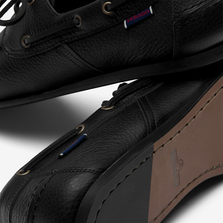 Black Women's Leather Moccasin Boat Shoes for Yachting 5