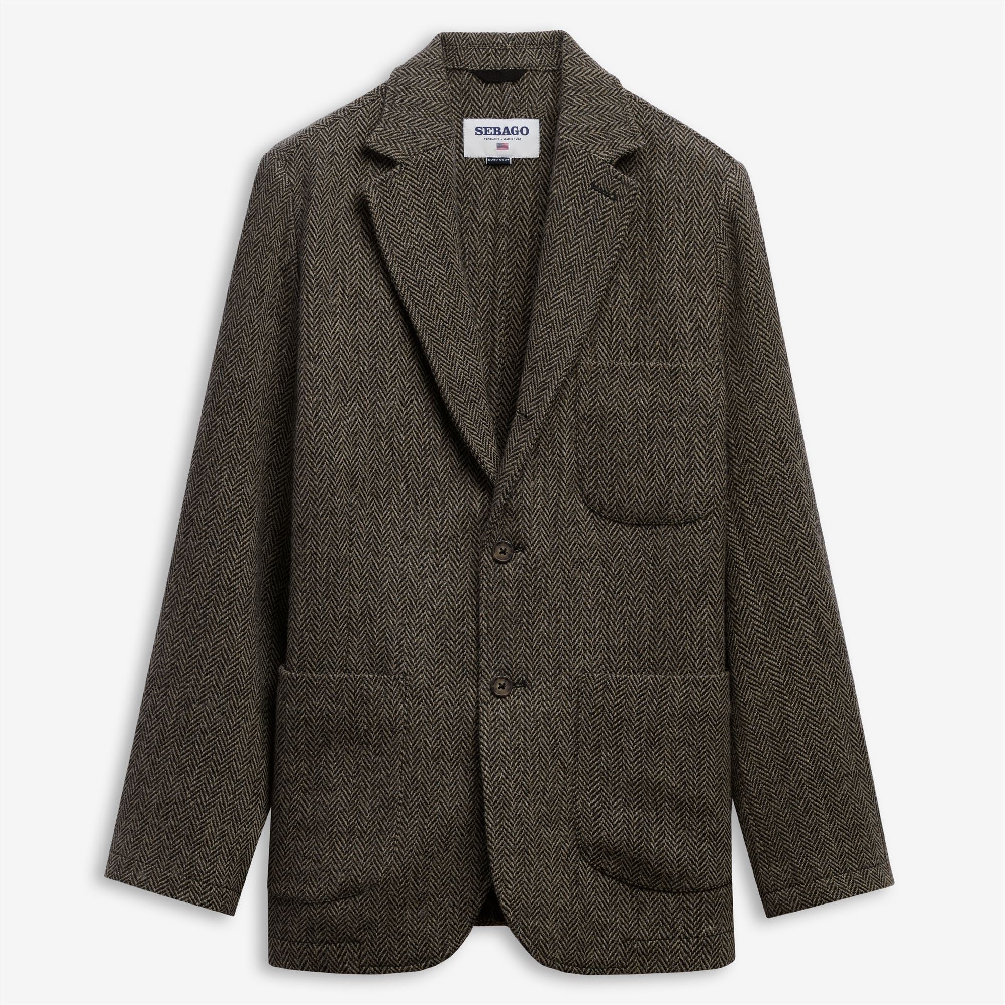 Dresses_Unisex_NEDDICK HERRINGBONE_Blazer_Warm Grey-DK Grey - Commercial 1