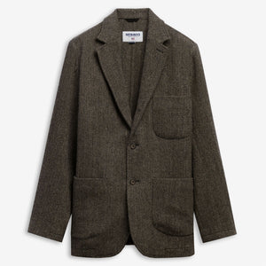 NEDDICK HERRINGBONE - Dresses - Blazer - Unisex - Warm Grey-DK Grey