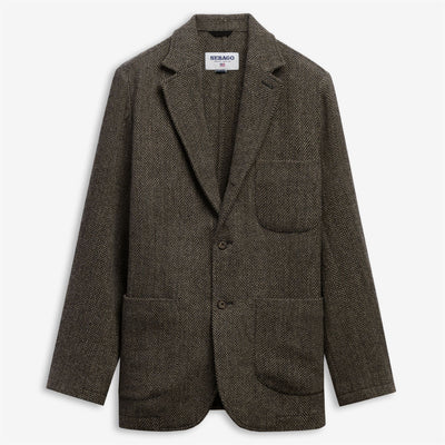 Dresses_Unisex_NEDDICK HERRINGBONE_Blazer_Warm Grey-DK Grey - Commercial 1