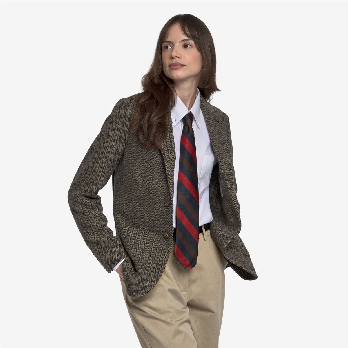 Dresses_Unisex_NEDDICK HERRINGBONE_Blazer_Warm Grey-DK Grey - Commercial 7
