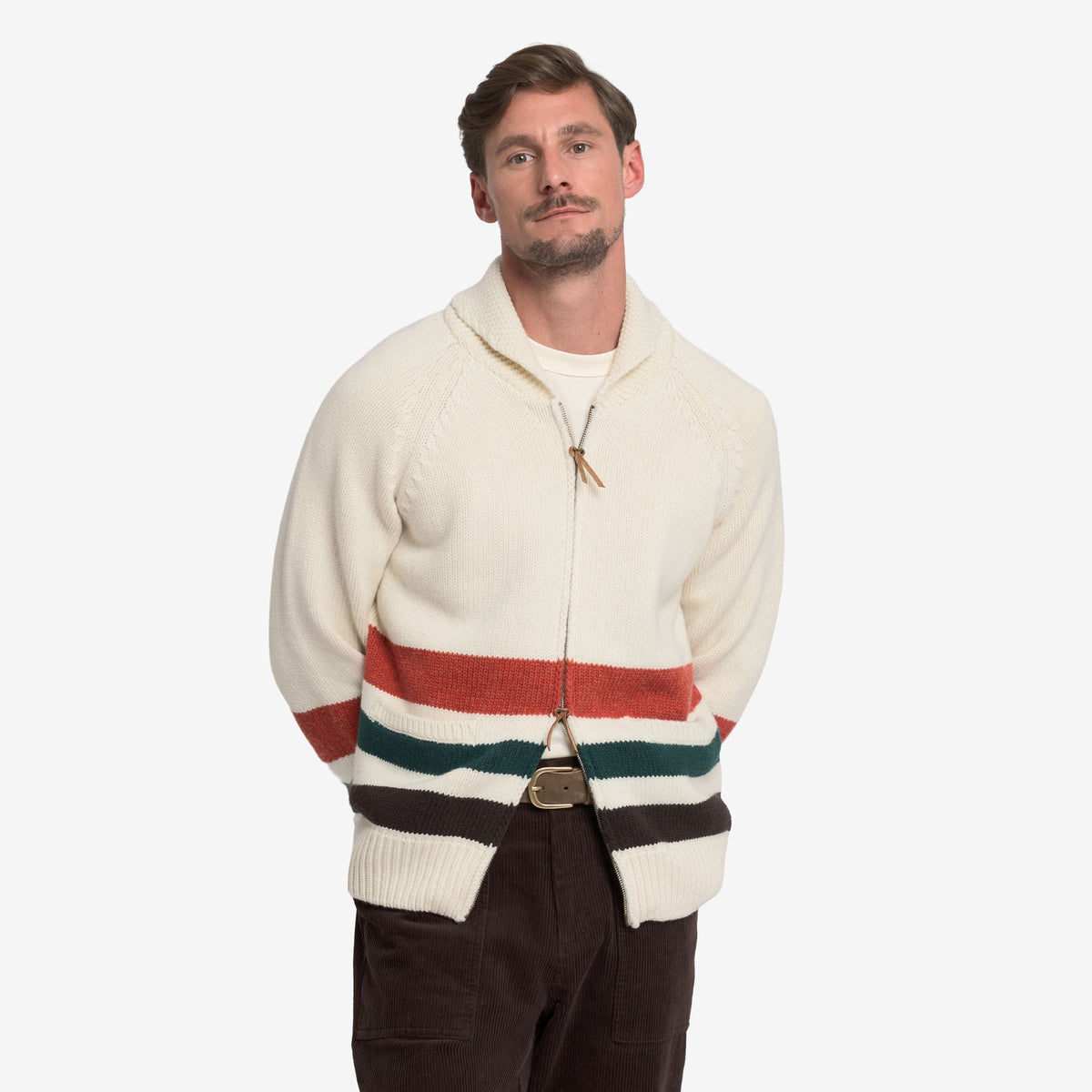 White Unisex Wool Cardigan