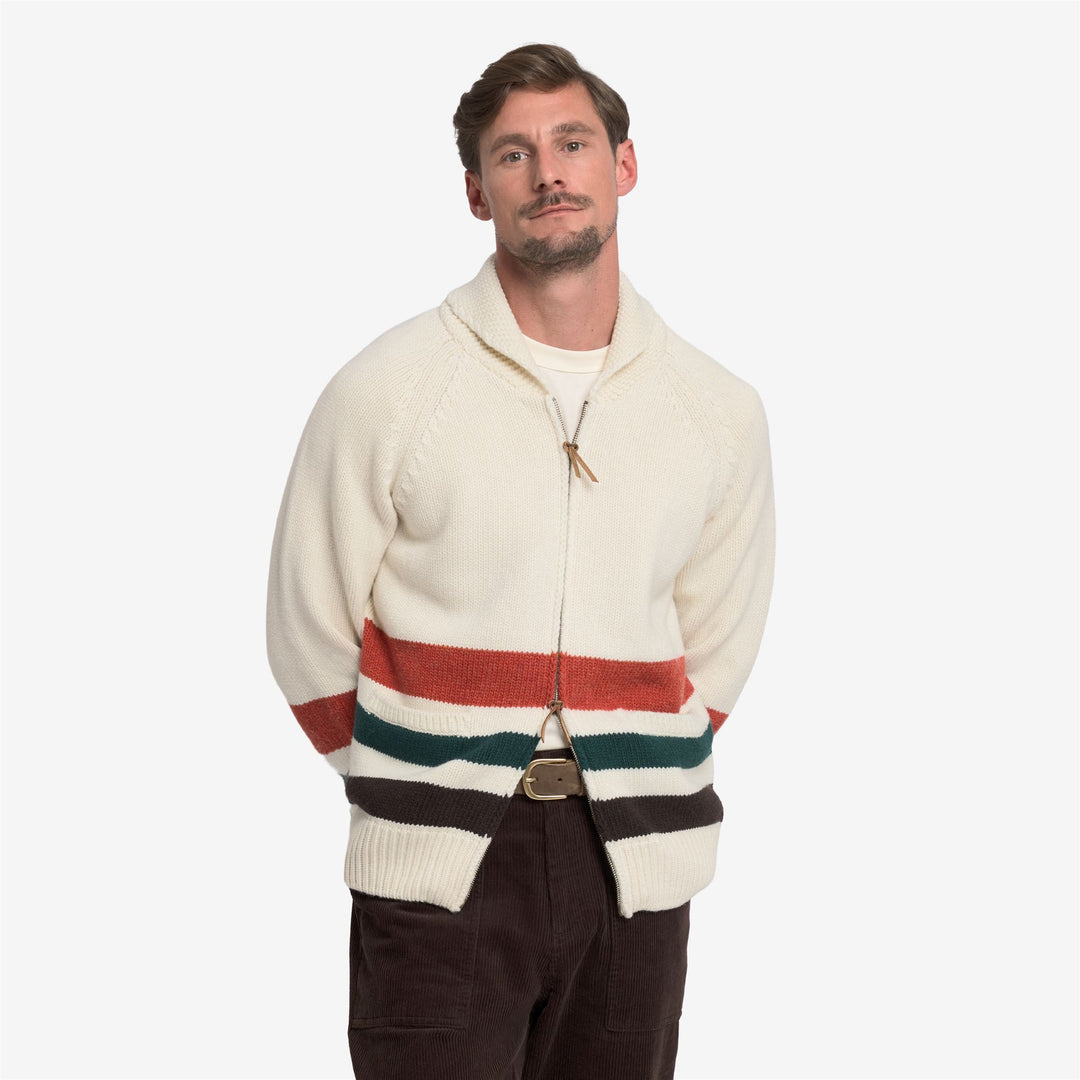 DYER BAY - Knitwear - Jacket - Unisex - White Natural-Brown-Green main