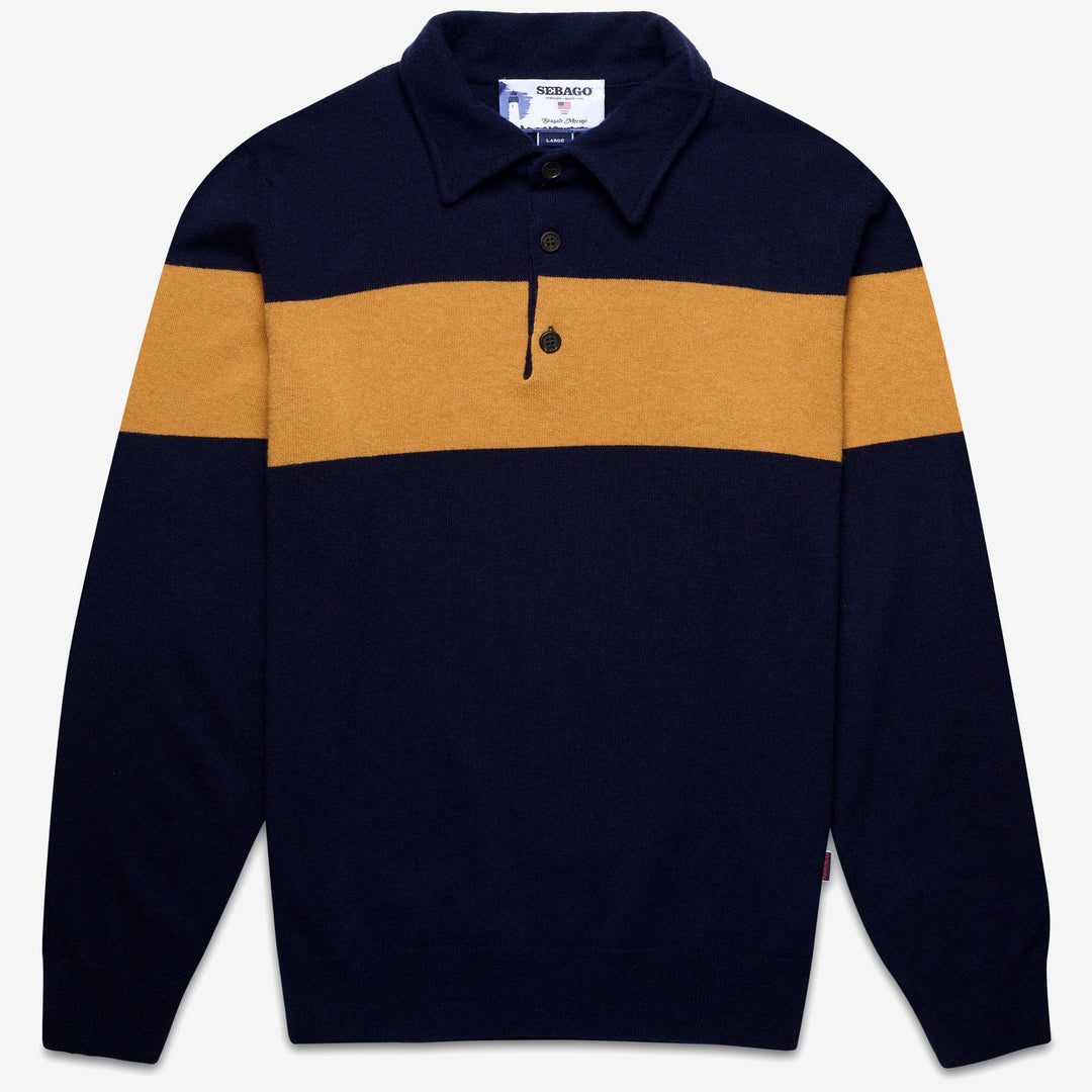 Blue Unisex Classic Wool Polo Knitwear 01