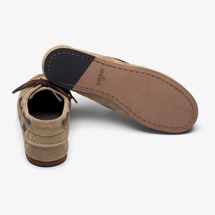 Mocassins de yachting beiges pour femmes, chaussures bateau à semelle en cuir 4