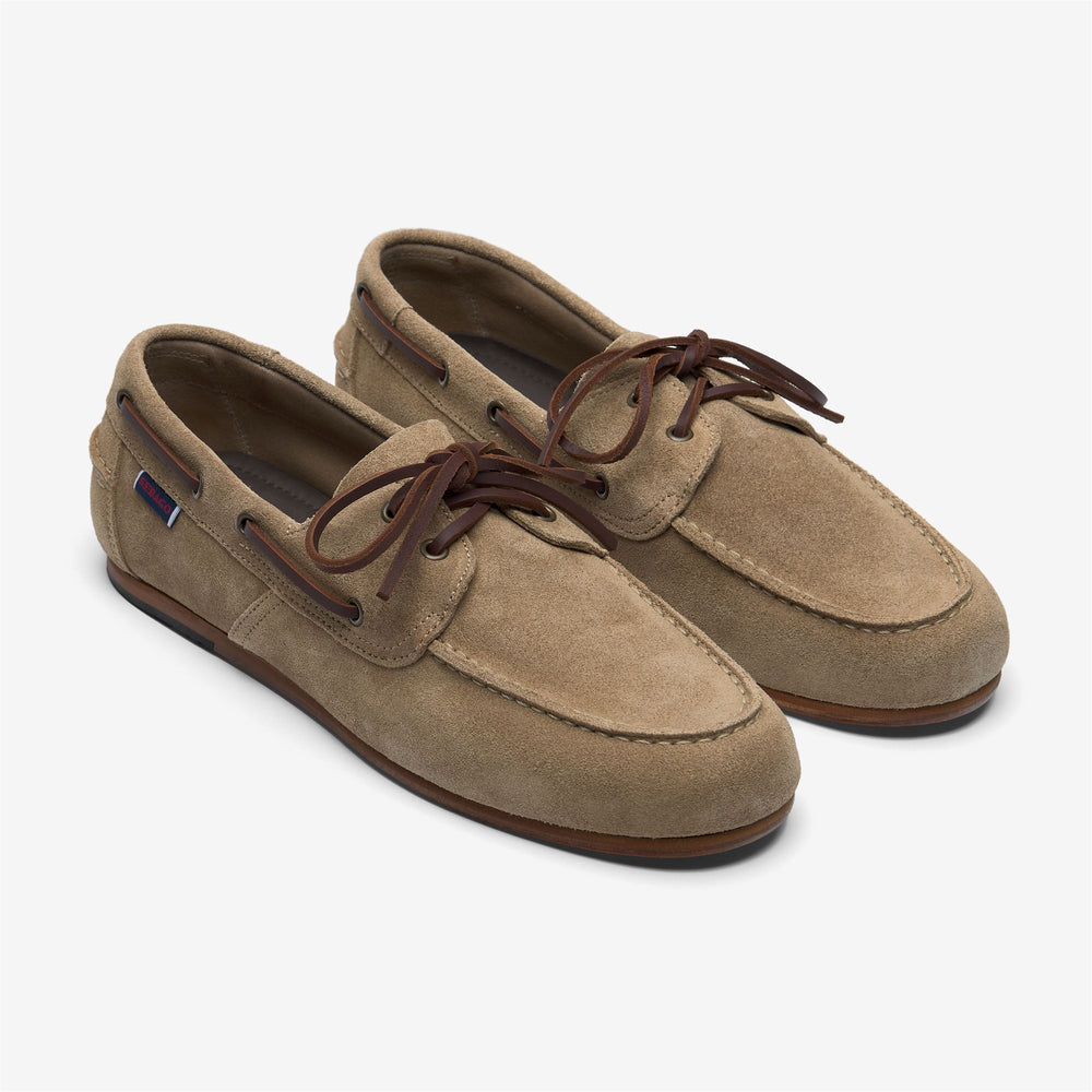 Beige women's Yachting Mocassin Boat Shoes with Leather Sole 02