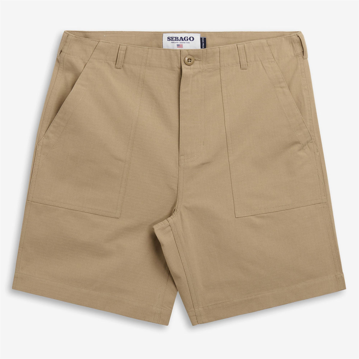 Pantaloncino casual in ripstop di cotone beige da uomo