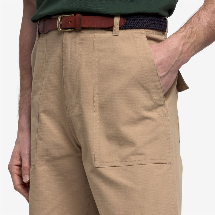 Beige Men's Utility Fatigue Bermuda Shorts 6
