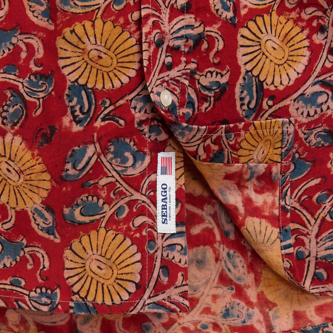 Red Unisex Casual Short-Sleeve Button-Down Shirt main