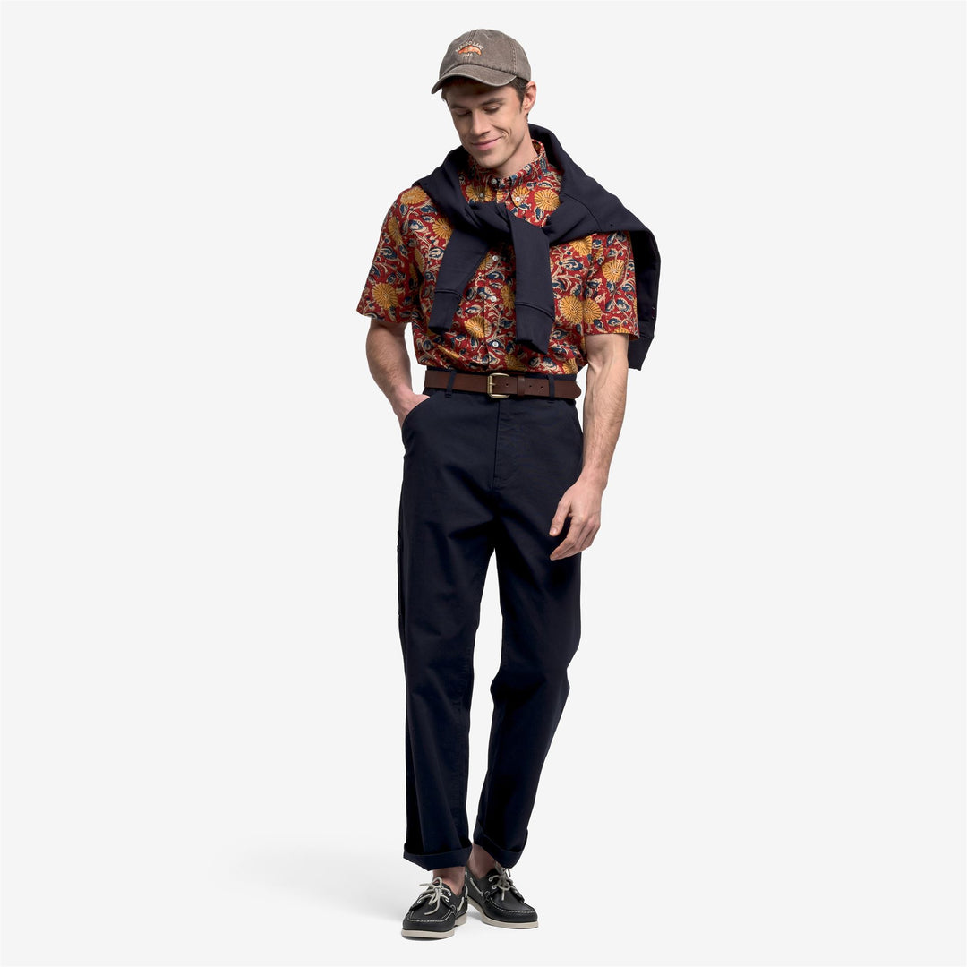 Red Unisex Casual Short-Sleeve Button-Down Shirt main
