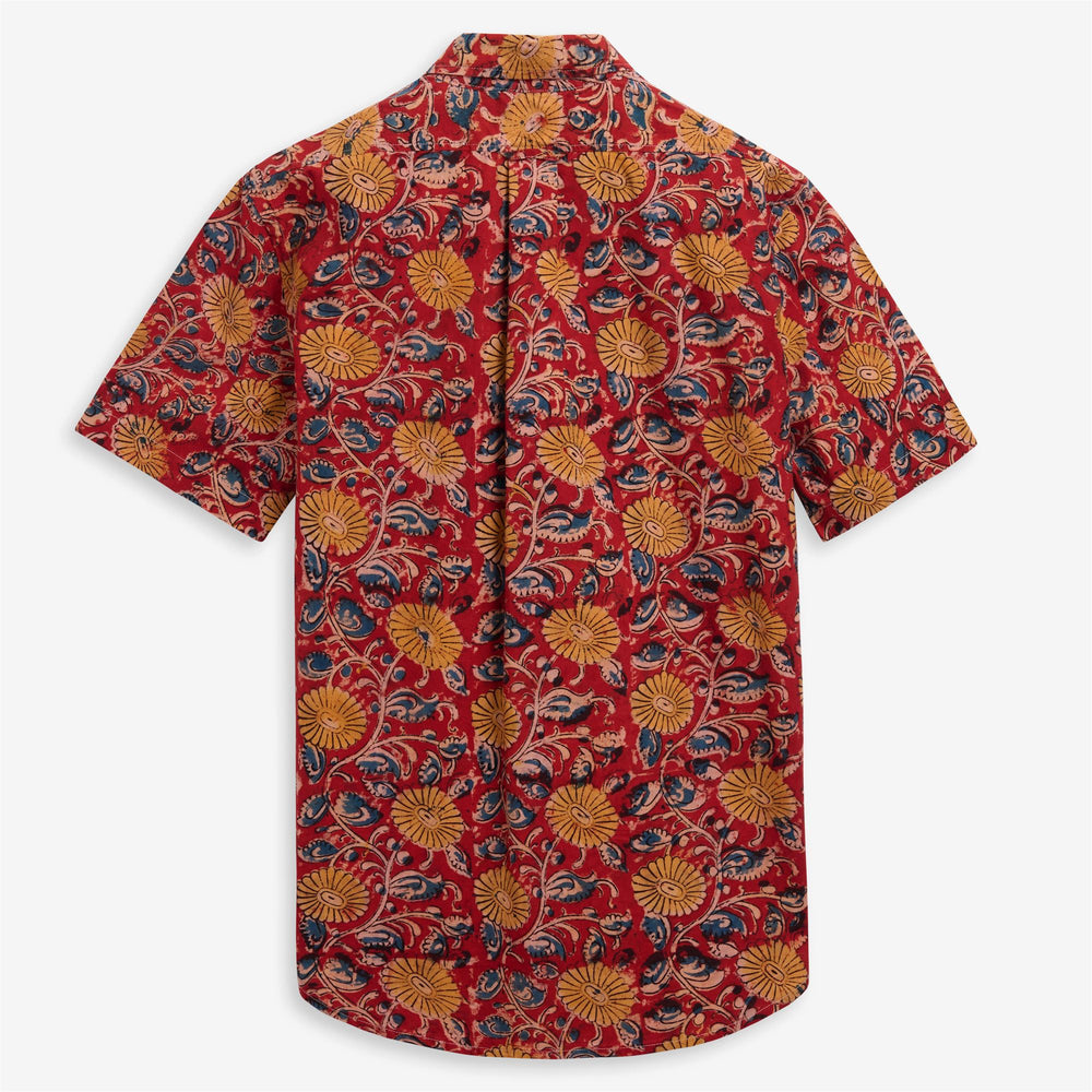 Camicia casual unisex rossa a maniche corte con bottoni 02
