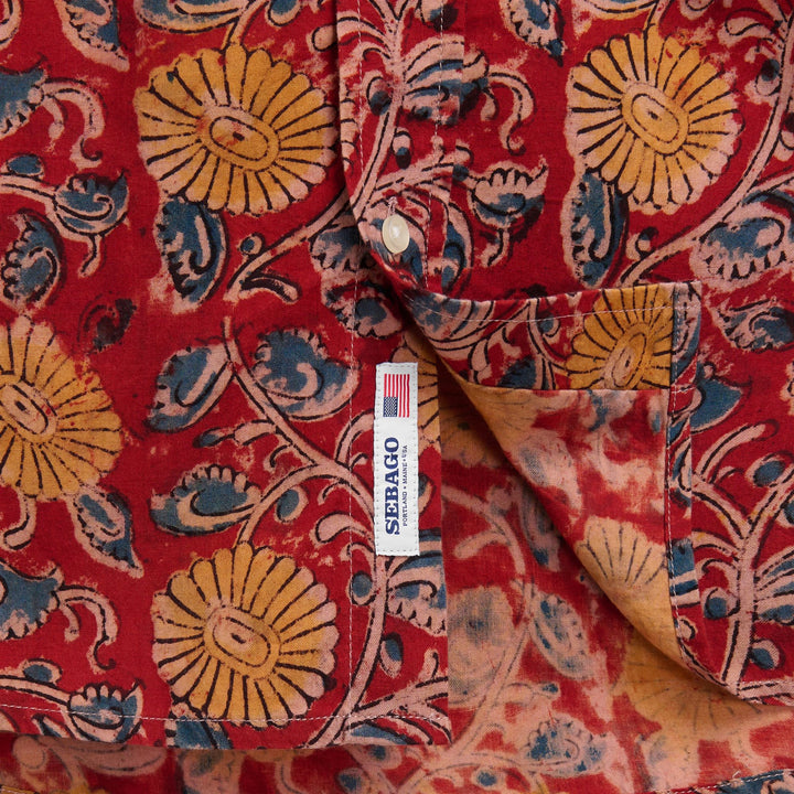 Chemise rouge unisexe décontractée à manches courtes et boutons 3