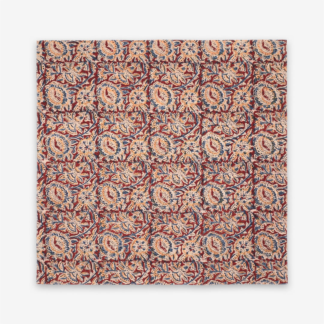 Bandana unisex in cotone beige e giallo con stampa artigianale. 01