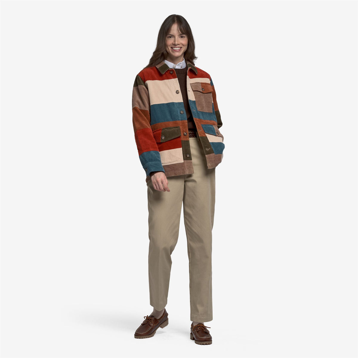 Jackets_Unisex_DORR CORDUROY PATCHWORK_Jacket_Beige-Brown-Sky-Green - Commercial 6