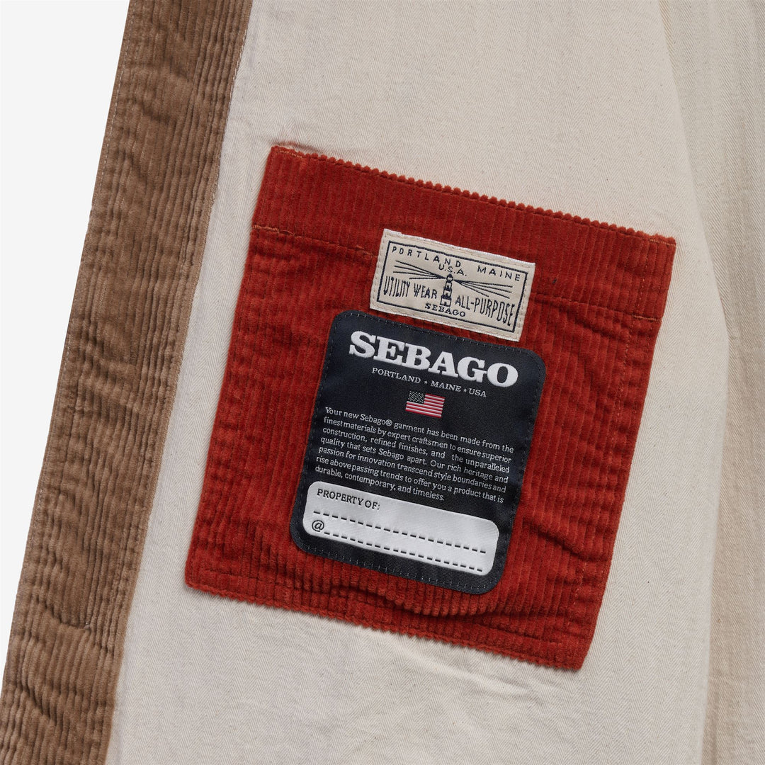 Beige-braune Unisex-Cordjacke im Patchwork-Stil mit Vintage-Ästhetik main