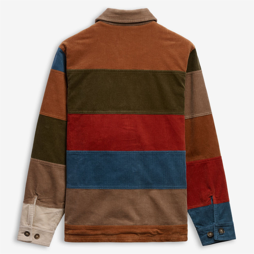 Beige-braune Unisex-Cordjacke im Patchwork-Stil mit Vintage-Ästhetik main