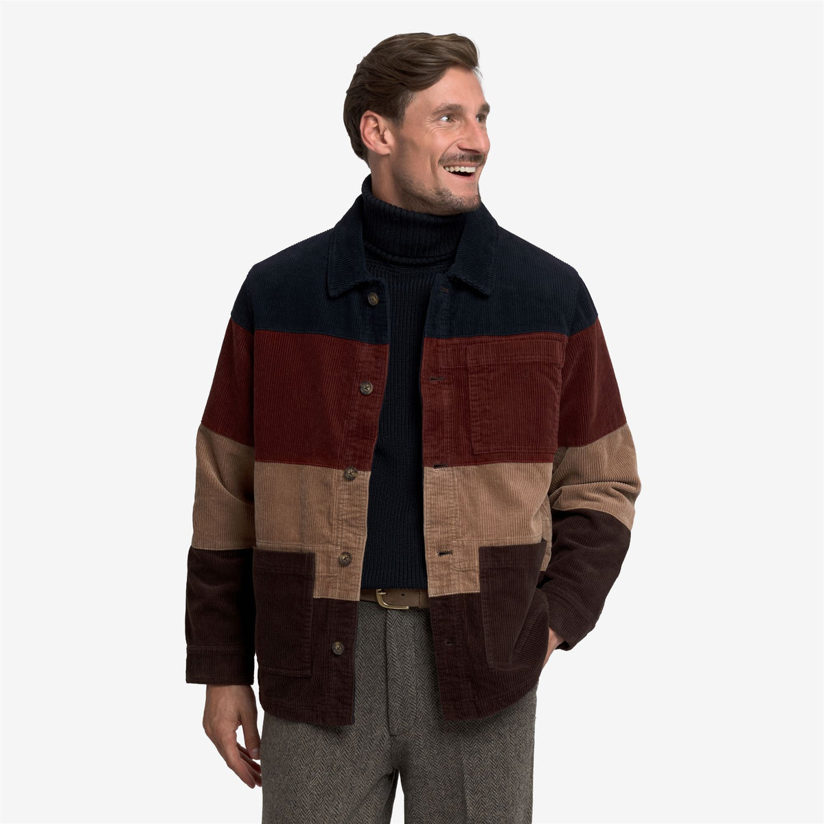 Blue Unisex Corduroy Striped Jacket