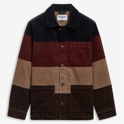 Jackets_Unisex_DORR CORDUROY STRIPES_Jacket_Blue-Reddish Brown-Beige-Dk Brown - Commercial 1