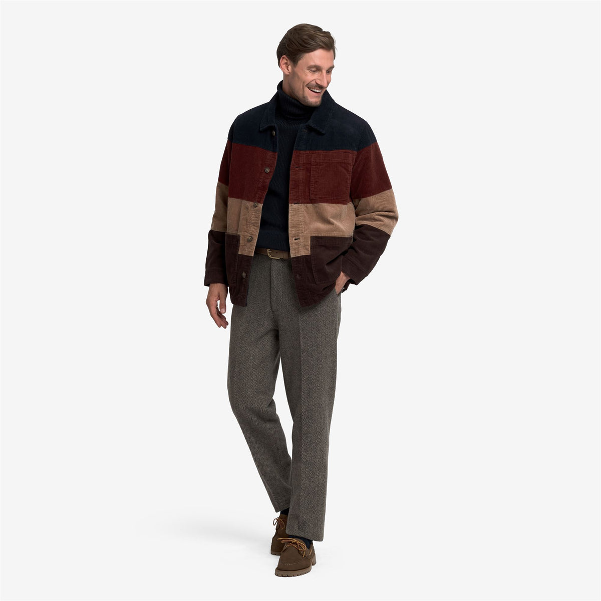 Blue Unisex Corduroy Striped Jacket