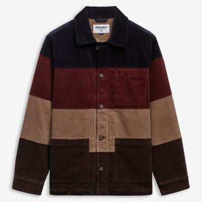 Jackets_Unisex_DORR CORDUROY STRIPES_Jacket_Blue-Reddish Brown-Beige-Dk Brown - Commercial 1