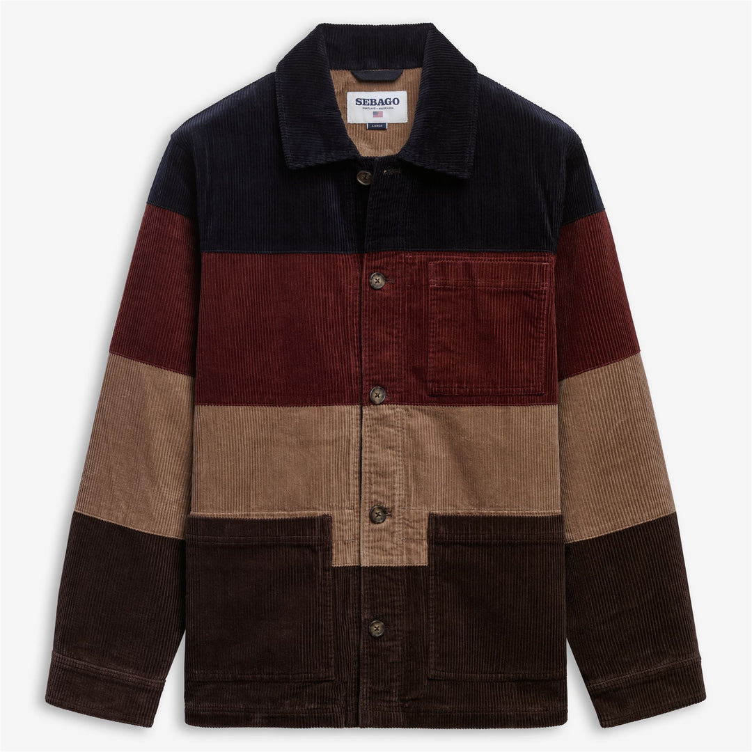 Blau-beige Unisex-Cordjacke mit Streifenmuster main