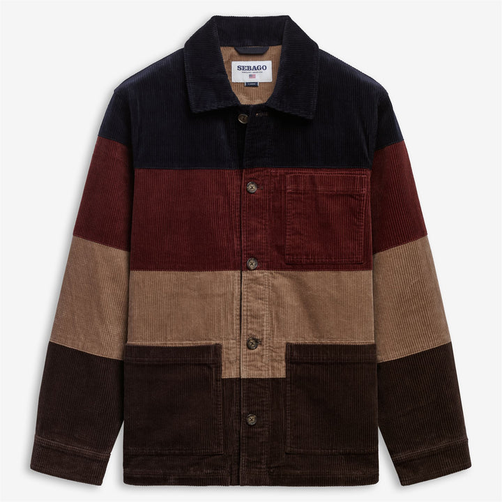 Blau-beige Unisex-Cordjacke mit Streifenmuster 1