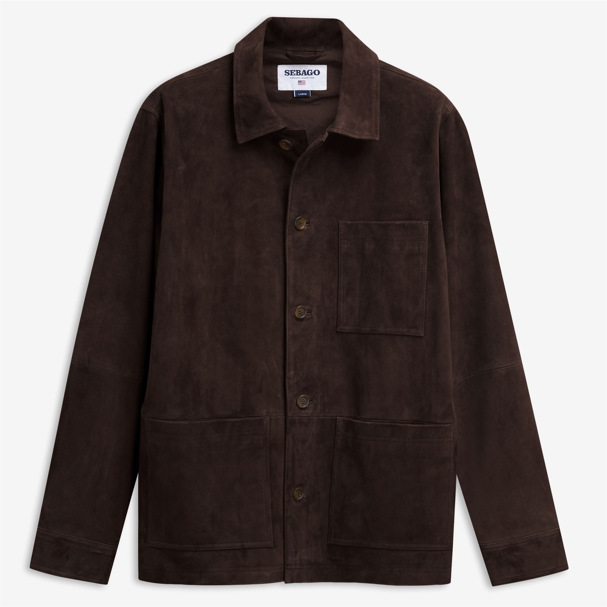 Black Grey Unisex Suede Leather Leisure Jacket with Patch Pockets