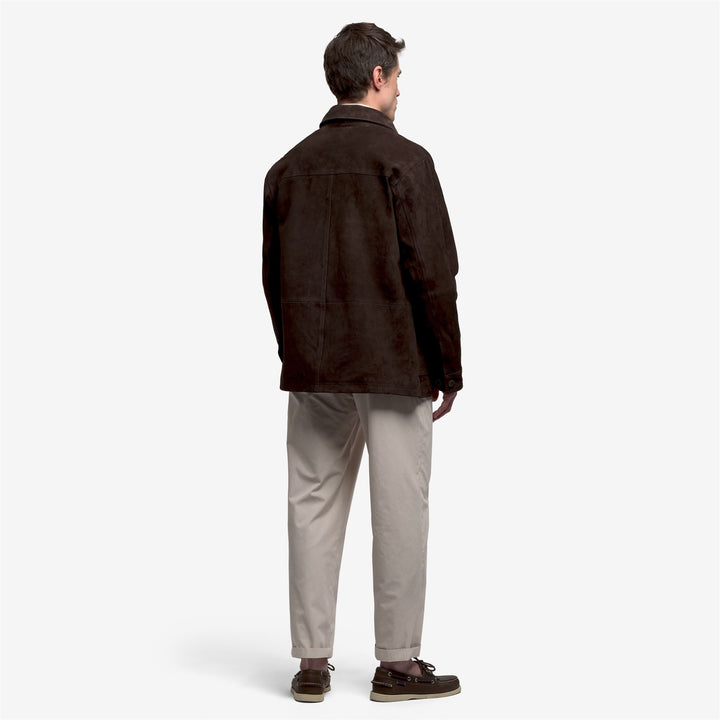 Black Grey Unisex Suede Leather Leisure Jacket with Patch Pockets 5