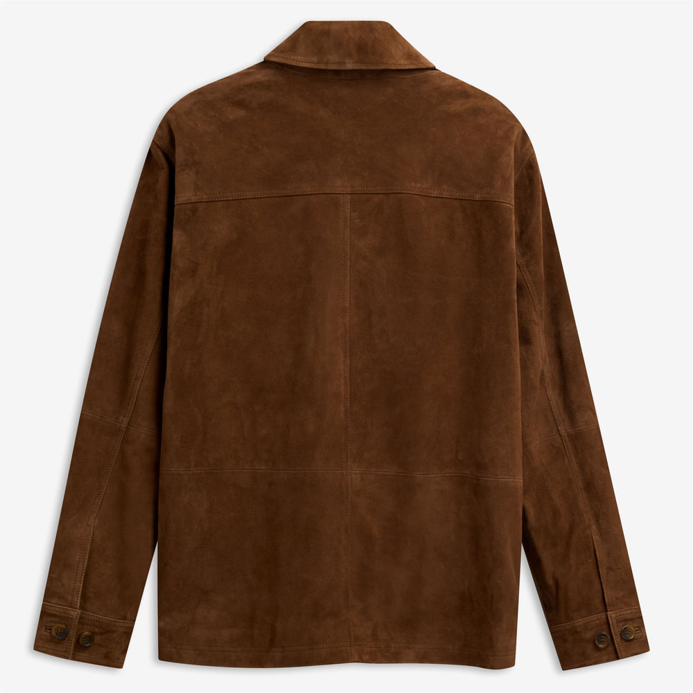 Brown Khaki Unisex Suede Leisure Mid Jacket with Patch Pockets 02