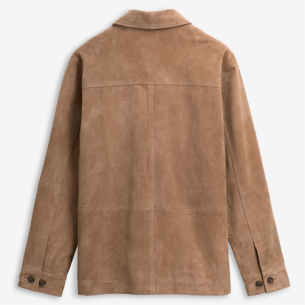 Brown unisex Suede Workwear Jacket with Pockets 02