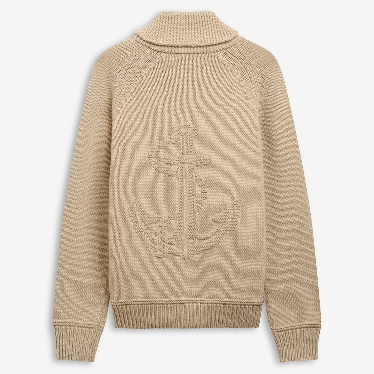 Beige Unisex Wool Cardigan