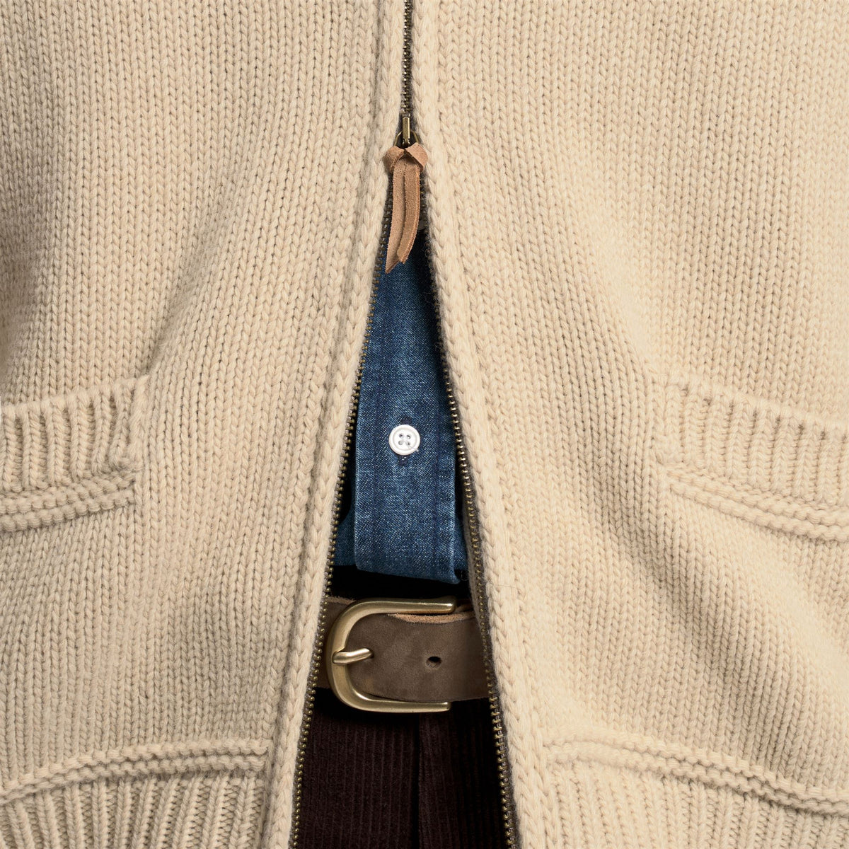 Knitwear_Unisex_DIMILLOS_Cardigan_Beige Dk Sand - Commercial 7