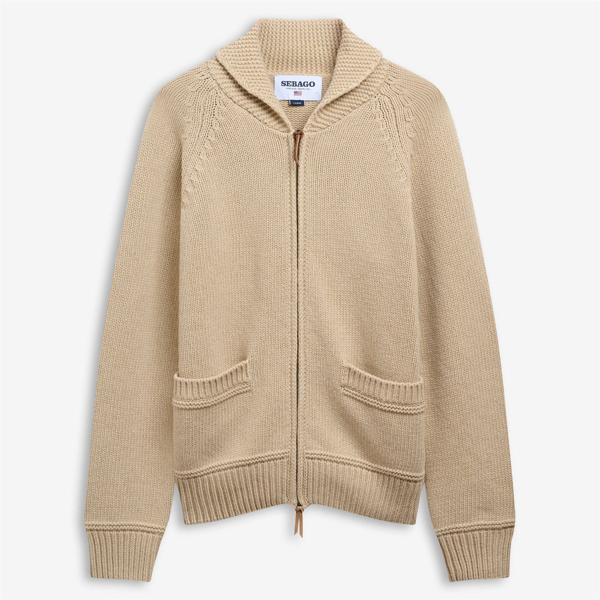 Beige Unisex Wool Cardigan