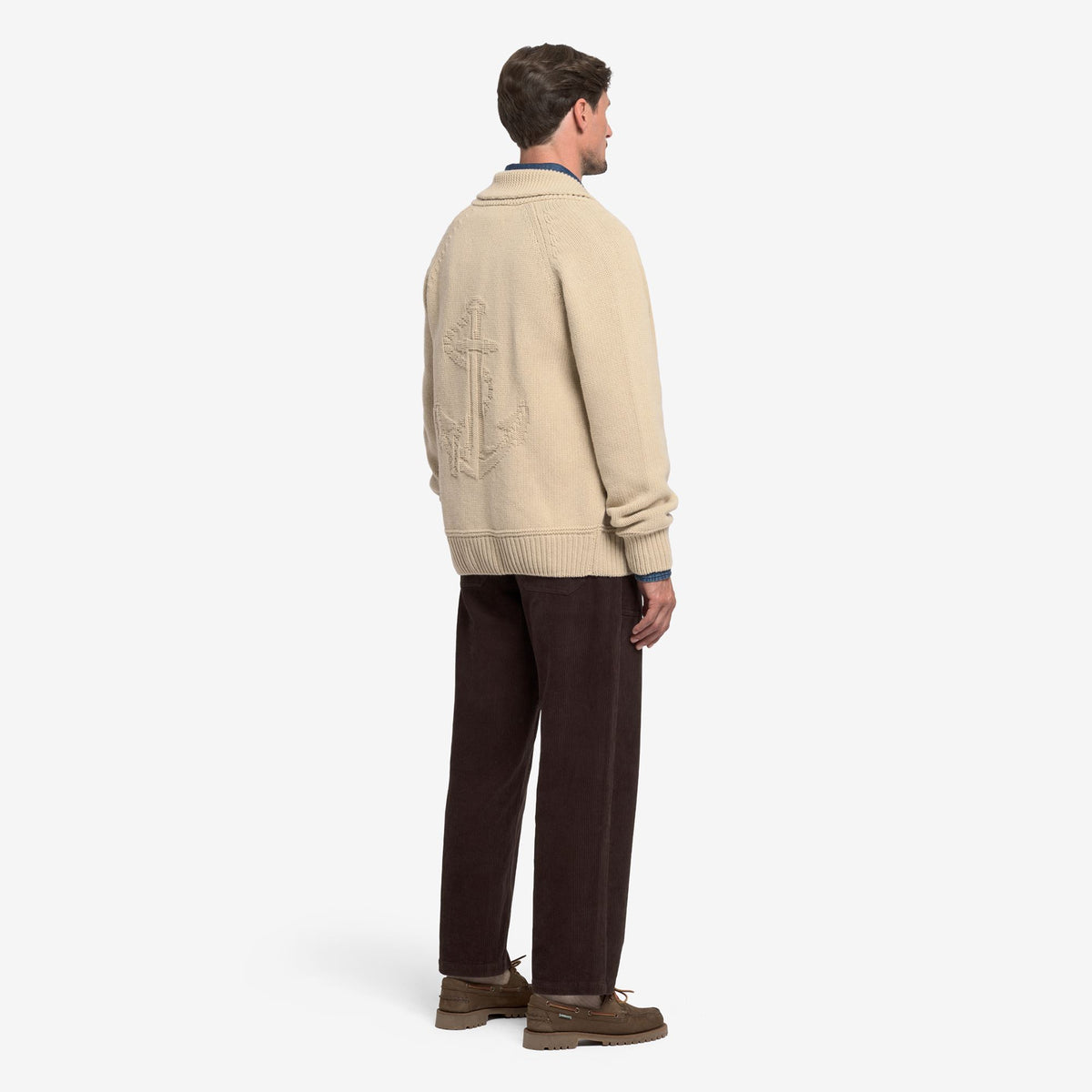 Beige Unisex Wool Cardigan