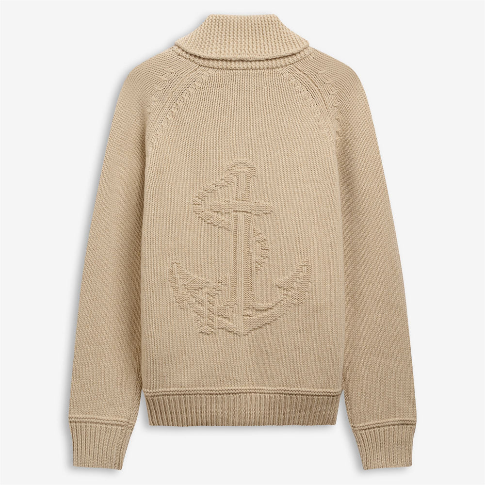 Beige Unisex Nautical Knitwear Cardigan for Leisure 02