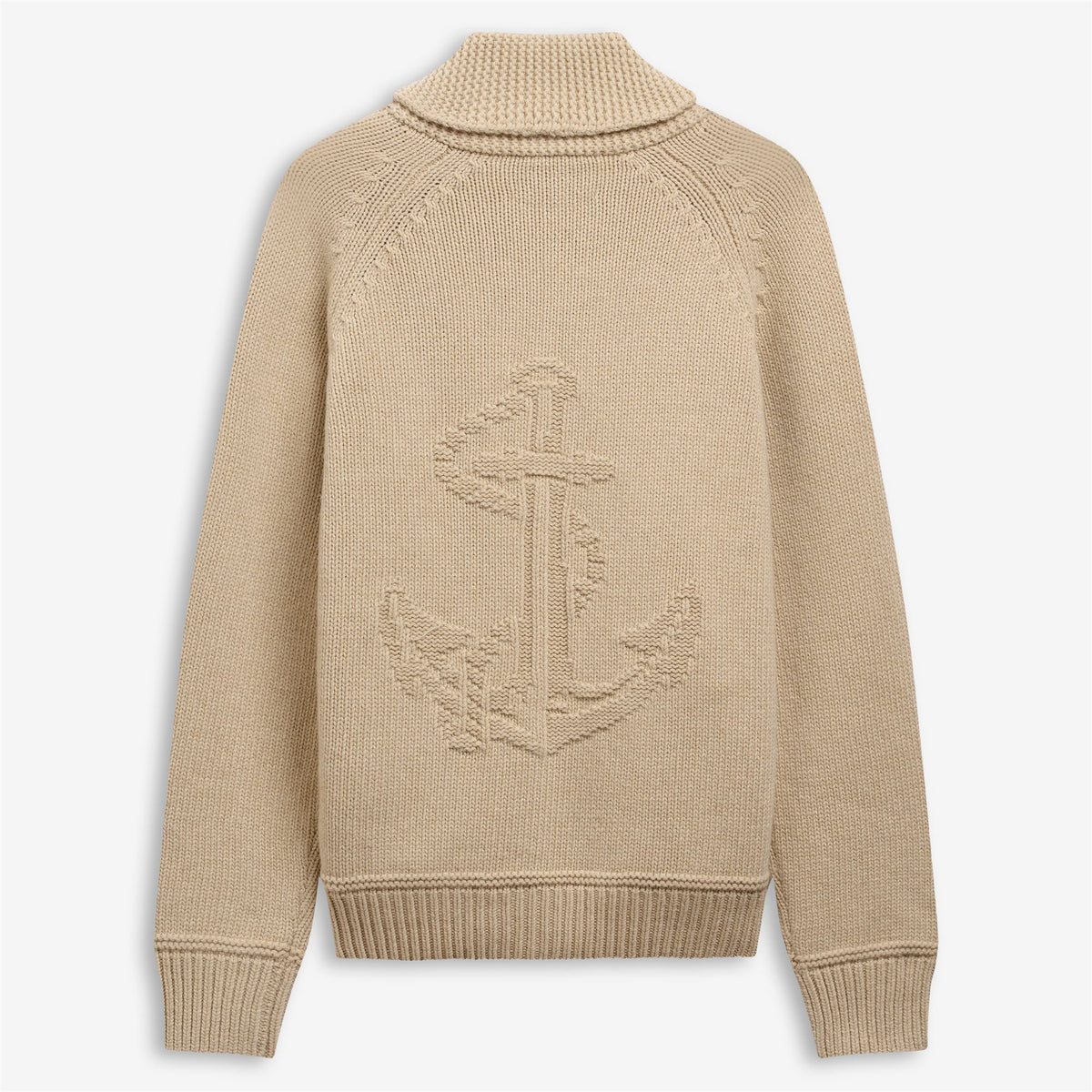 Beige Unisex Wool Cardigan