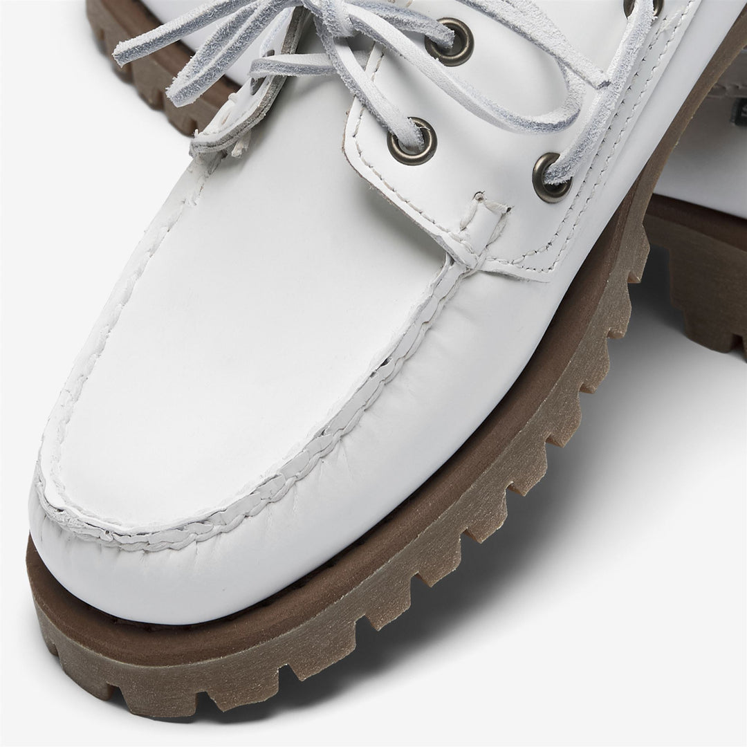 Mocassins d'extérieur blancs pour femmes, modèle Docksides, à semelle en caoutchouc main