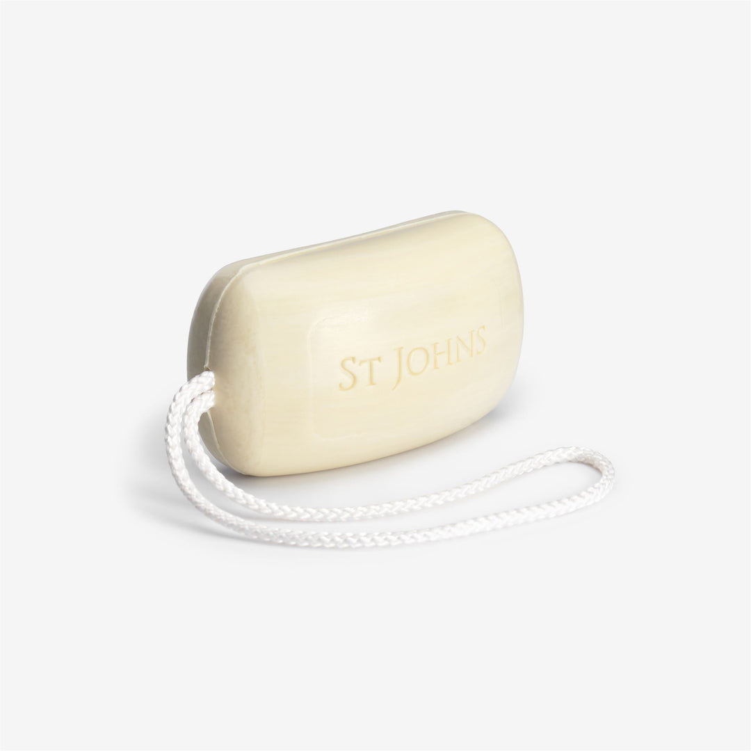 Grey Unisex Artisan Soap on a Rope with Bay Rum Scent 01