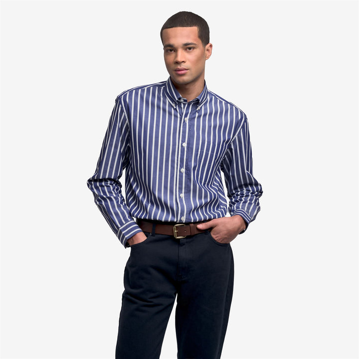 Marineblaues Unisex-Yachthemd im klassischen Stil mit Streifen 4