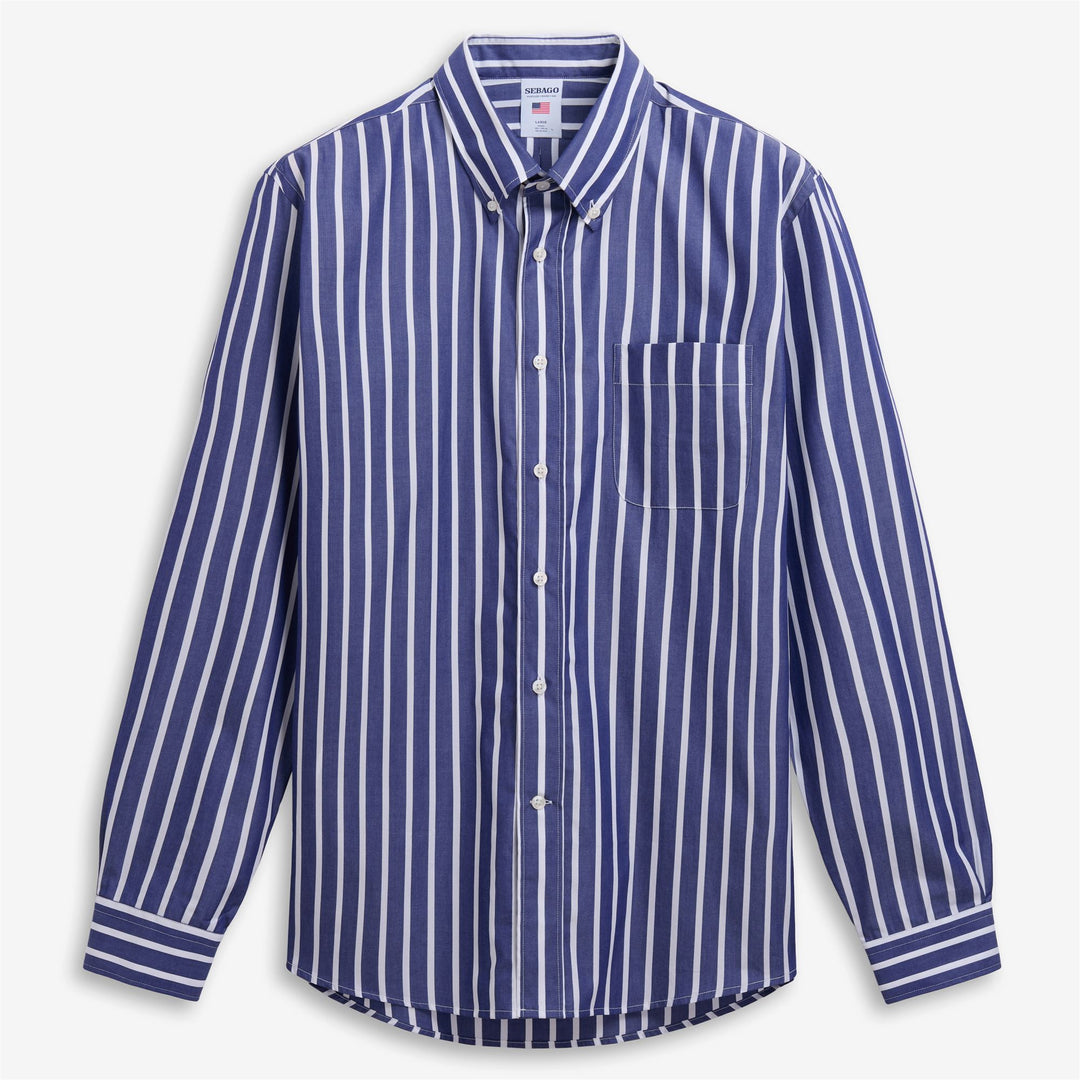 Camicia da yacht classica unisex blu navy con righe 01