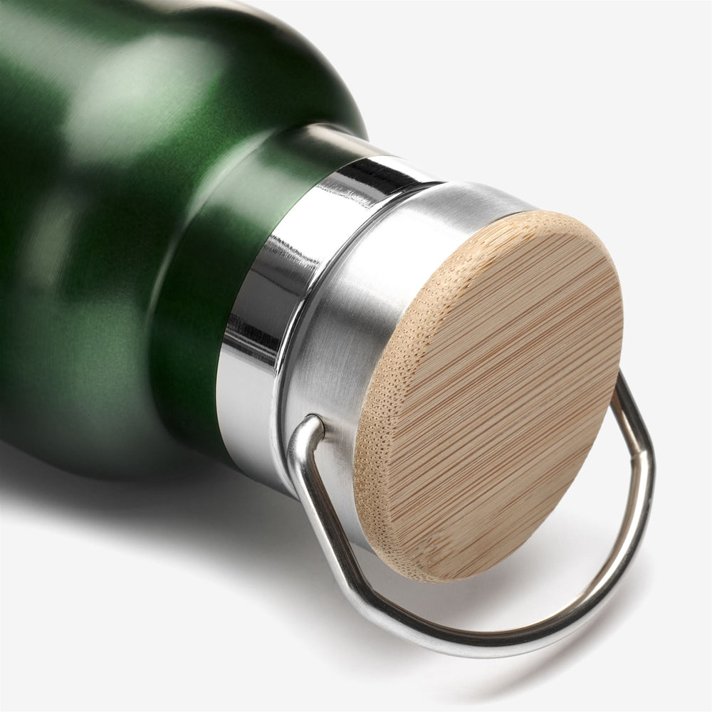 Green Unisex Insulated Travel Bottle with Bamboo Lid 02